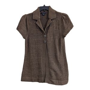 August Silk Cocoa Collared Cardigan Size XL GUC